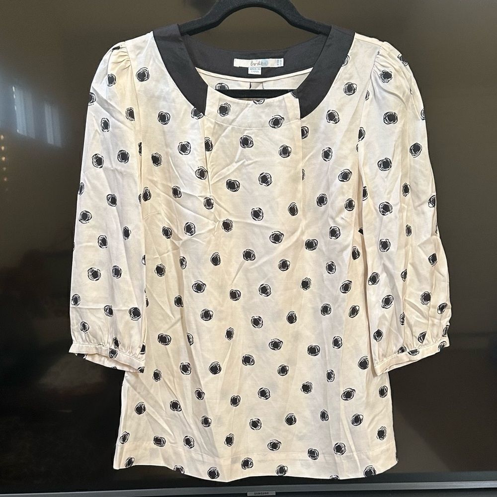 Boden Silk Blend Floral Ink Blot Blouse